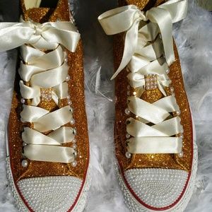 Custom Glam Gold & Pearl Bedazzled  Chuck Taylor's
